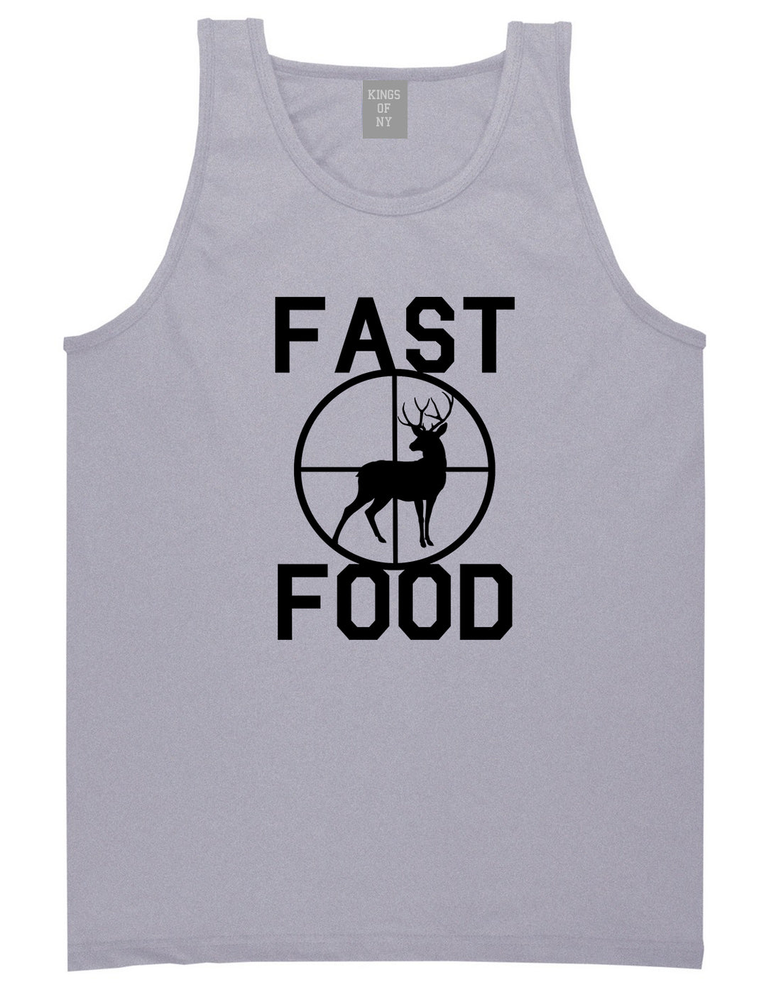 Fast Food Deer Hunting Mens Grey Tank Top Shirt by KINGS OF NY