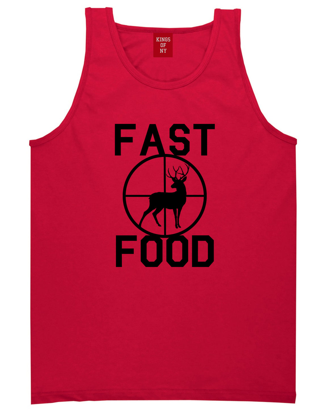 Fast Food Deer Hunting Mens Red Tank Top Shirt by KINGS OF NY