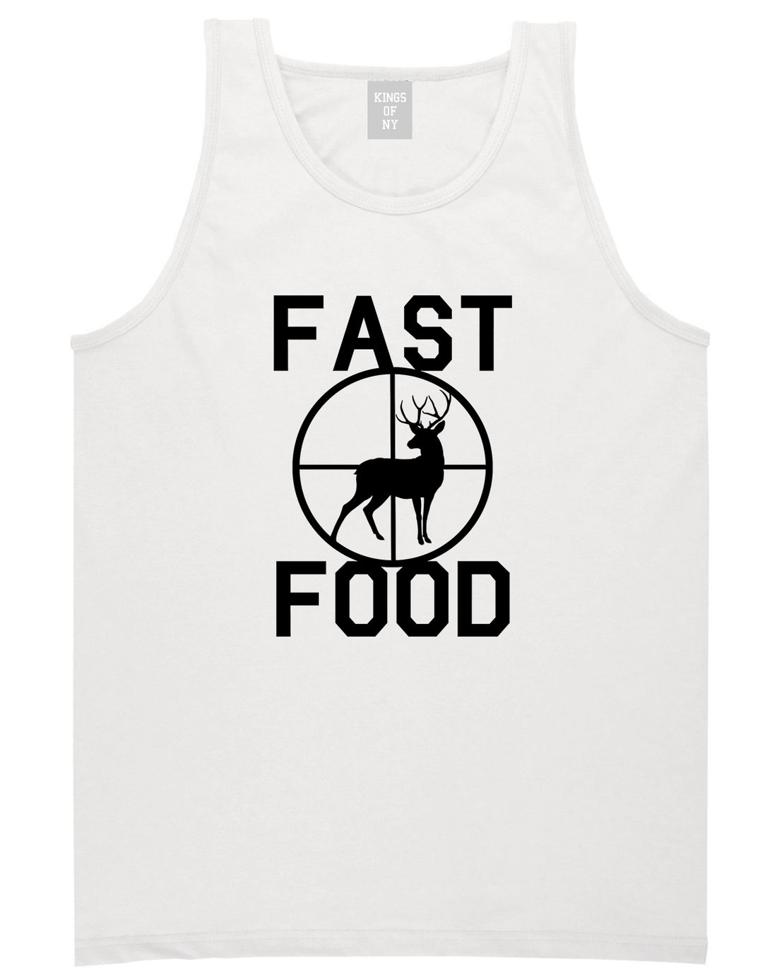 Fast Food Deer Hunting Mens White Tank Top Shirt by KINGS OF NY