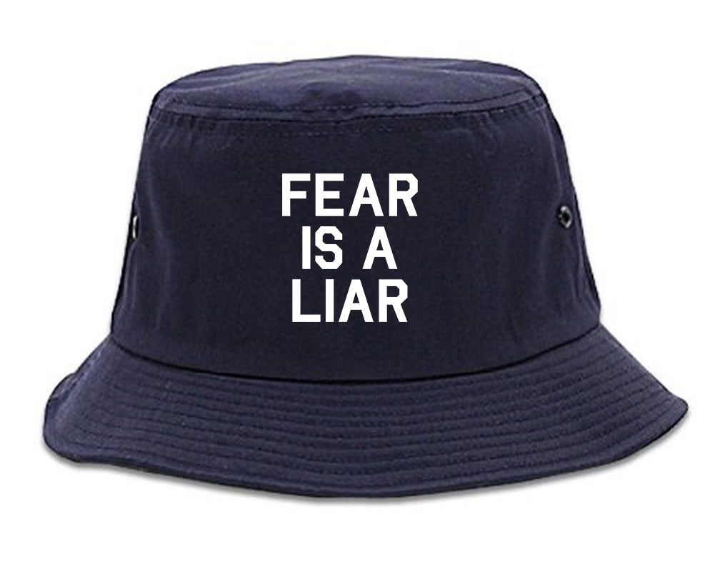Fear Is A Liar Motivational Mens Bucket Hat Navy Blue