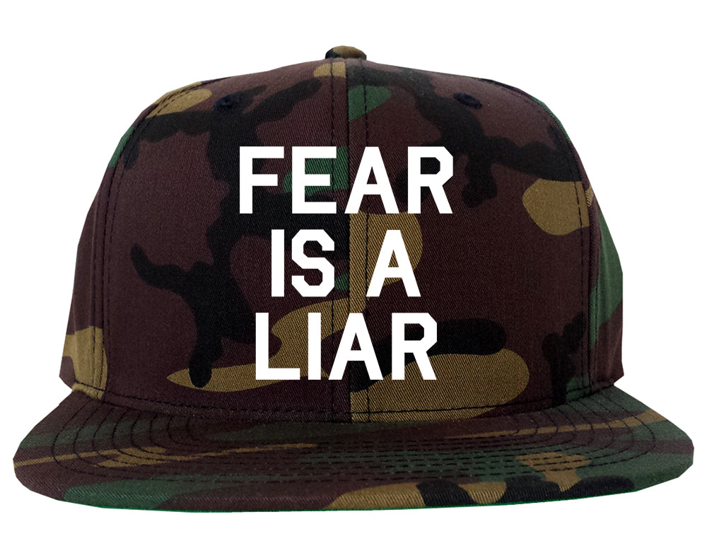 Fear Is A Liar Motivational Mens Snapback Hat Camo