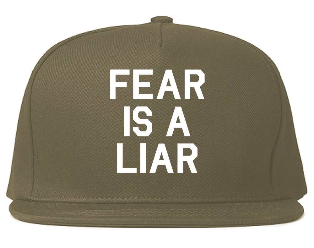 Fear Is A Liar Motivational Mens Snapback Hat Grey