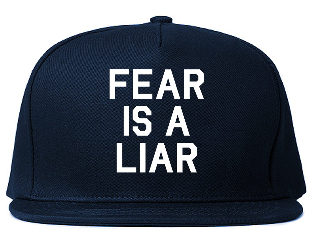 Fear Is A Liar Motivational Mens Snapback Hat Navy Blue