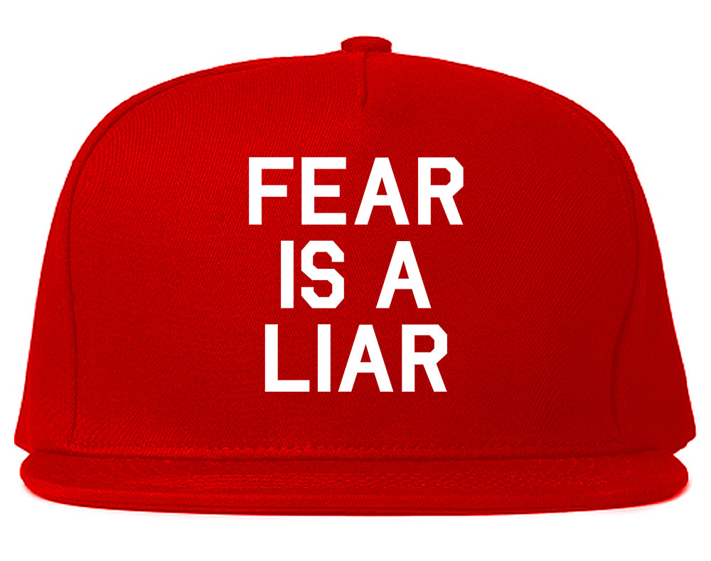 Fear Is A Liar Motivational Mens Snapback Hat Red