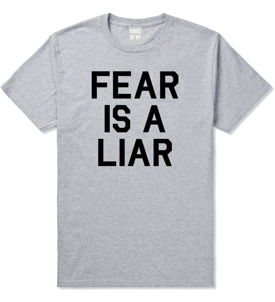 Fear Is A Liar Motivational Mens T-Shirt Grey by Kings Of NY