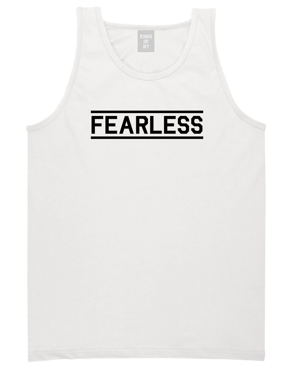 Fearless Gym Mens White Tank Top Shirt by KINGS OF NY