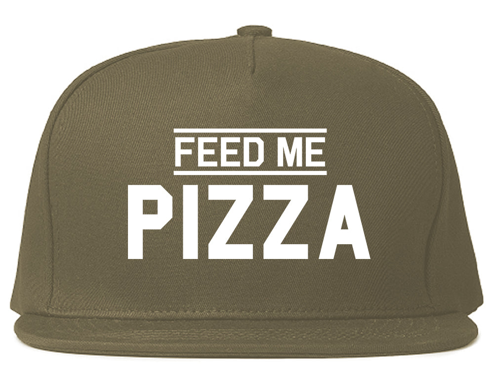 Feed_Me_Pizza Grey Snapback Hat
