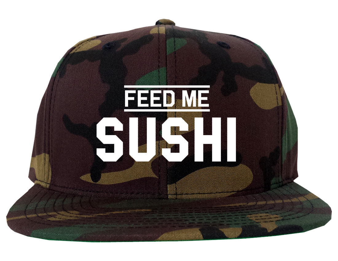 Feed_Me_Sushi Camo Snapback Hat