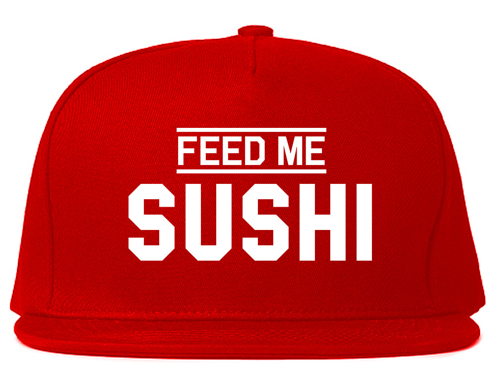 Feed_Me_Sushi Red Snapback Hat