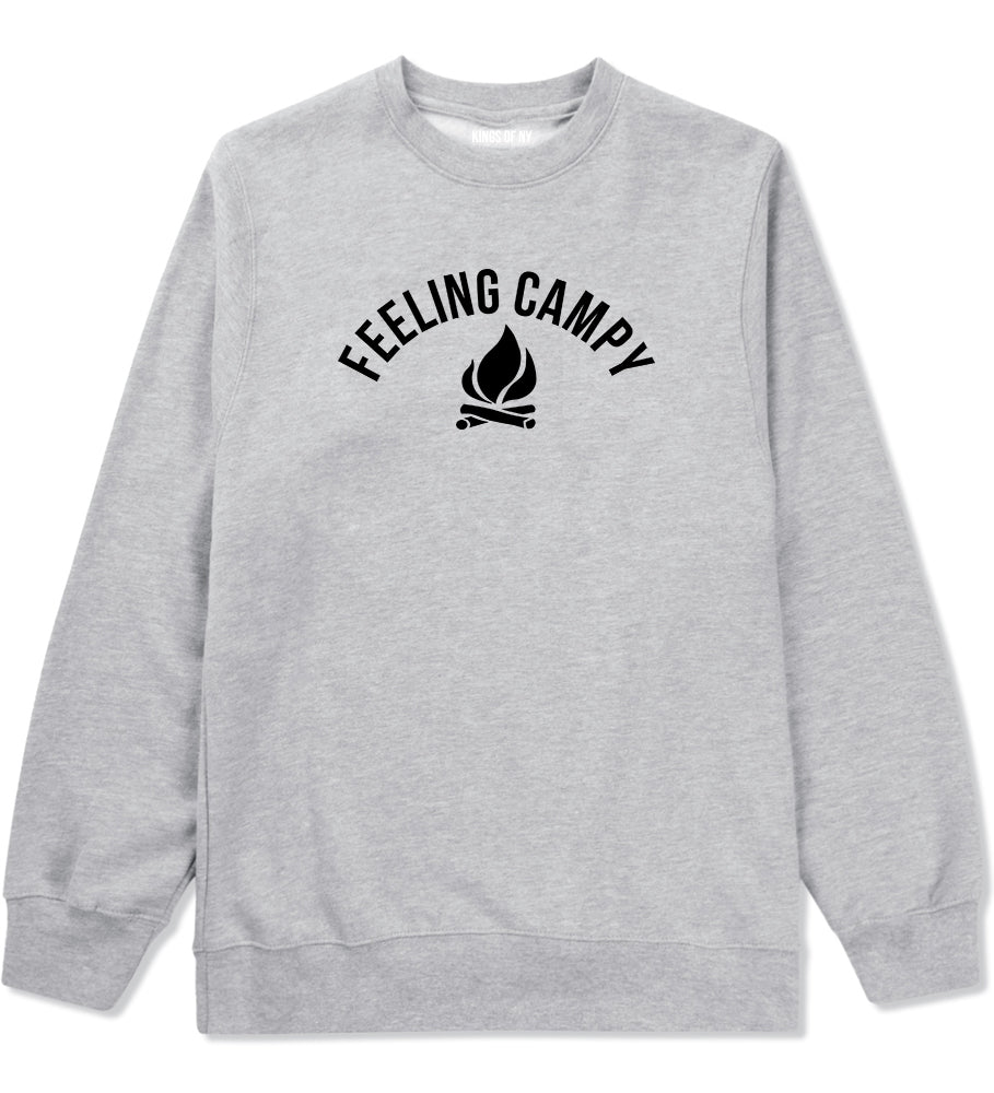 Feeling Campy Camp Fire Outdoor Mens Crewneck Sweatshirt Grey