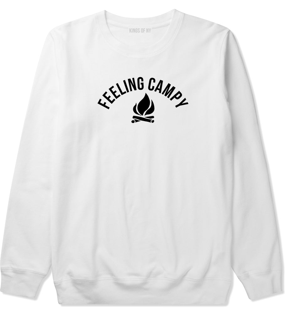 Feeling Campy Camp Fire Outdoor Mens Crewneck Sweatshirt White