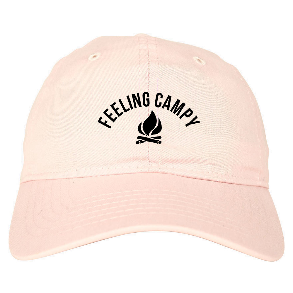 Feeling Campy Camp Fire Outdoor Mens Dad Hat Baseball Cap Pink