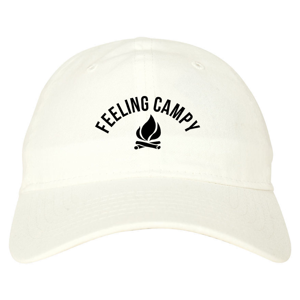 Feeling Campy Camp Fire Outdoor Mens Dad Hat Baseball Cap White