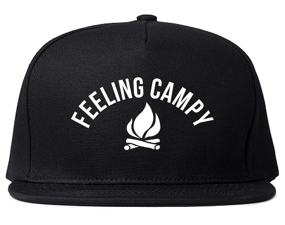 Feeling Campy Camp Fire Outdoor Mens Snapback Hat Black