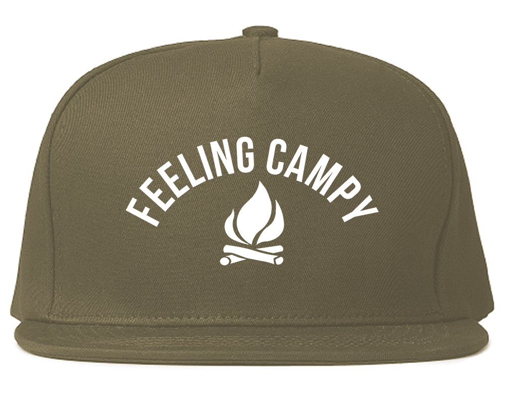 Feeling Campy Camp Fire Outdoor Mens Snapback Hat Grey