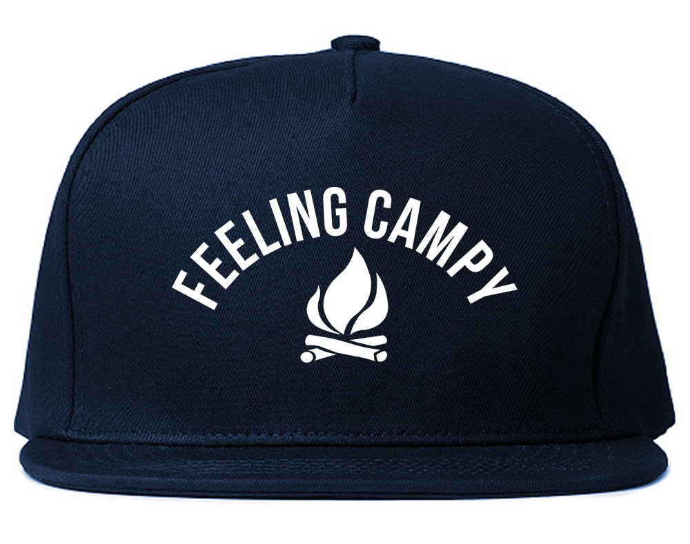 Feeling Campy Camp Fire Outdoor Mens Snapback Hat Navy Blue