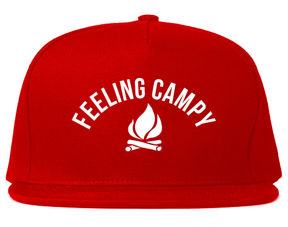 Feeling Campy Camp Fire Outdoor Mens Snapback Hat Red