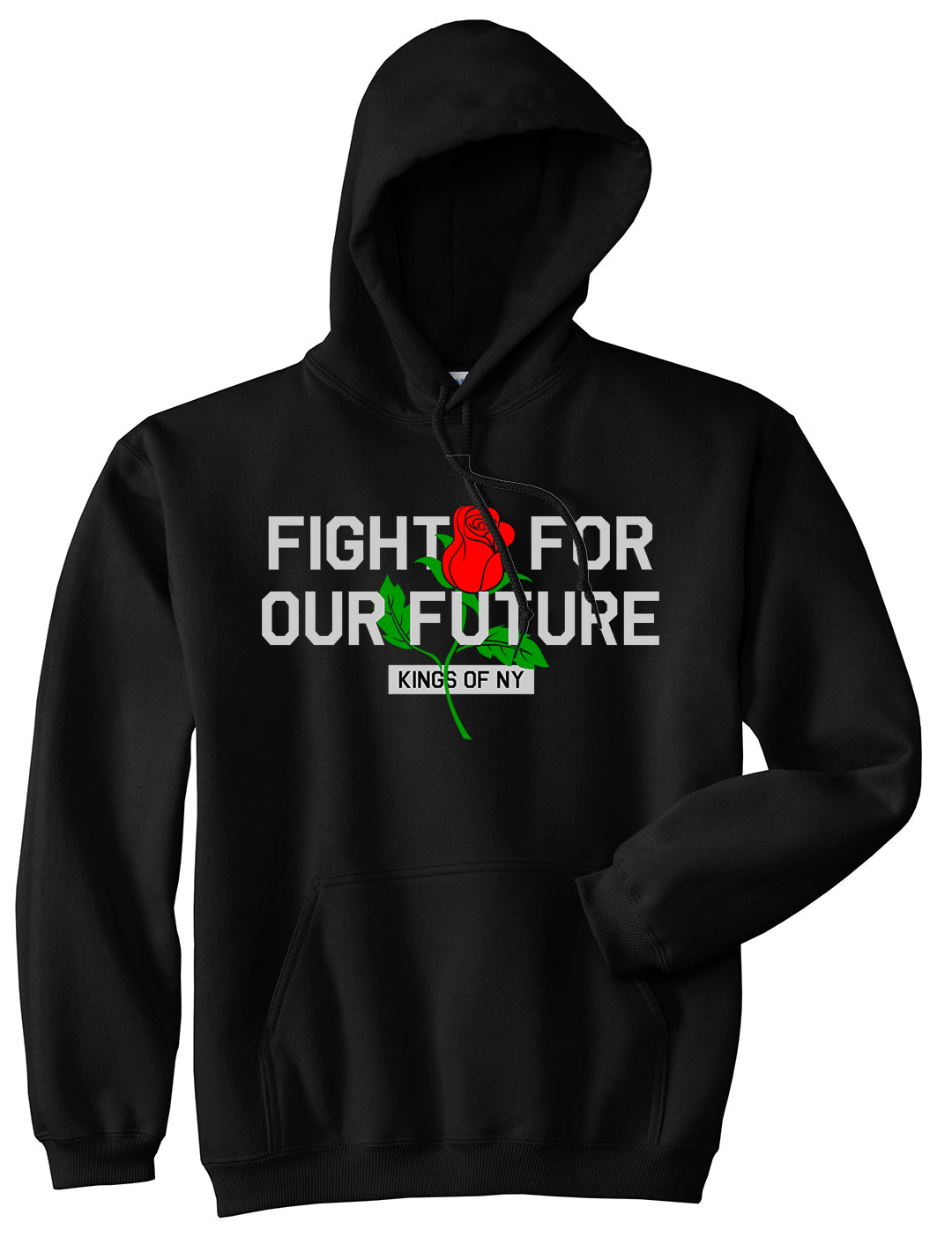 Fight For Our Future Rose Mens Pullover Hoodie Black