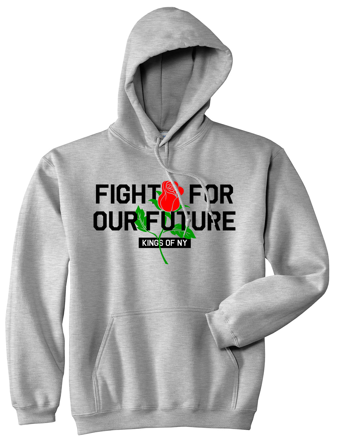 Fight For Our Future Rose Mens Pullover Hoodie Grey