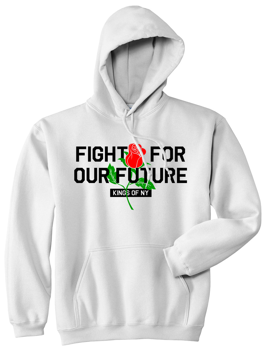 Fight For Our Future Rose Mens Pullover Hoodie White