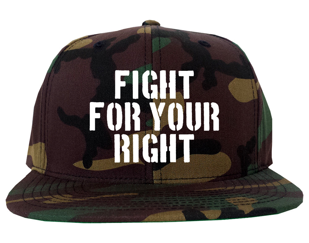 Fight For Your Right Mens Snapback Hat Green Camo