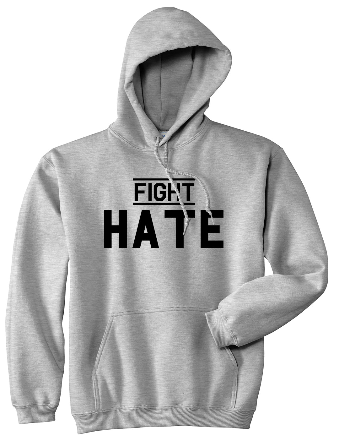 Fight Hate Mens Grey Pullover Hoodie by KINGS OF NY