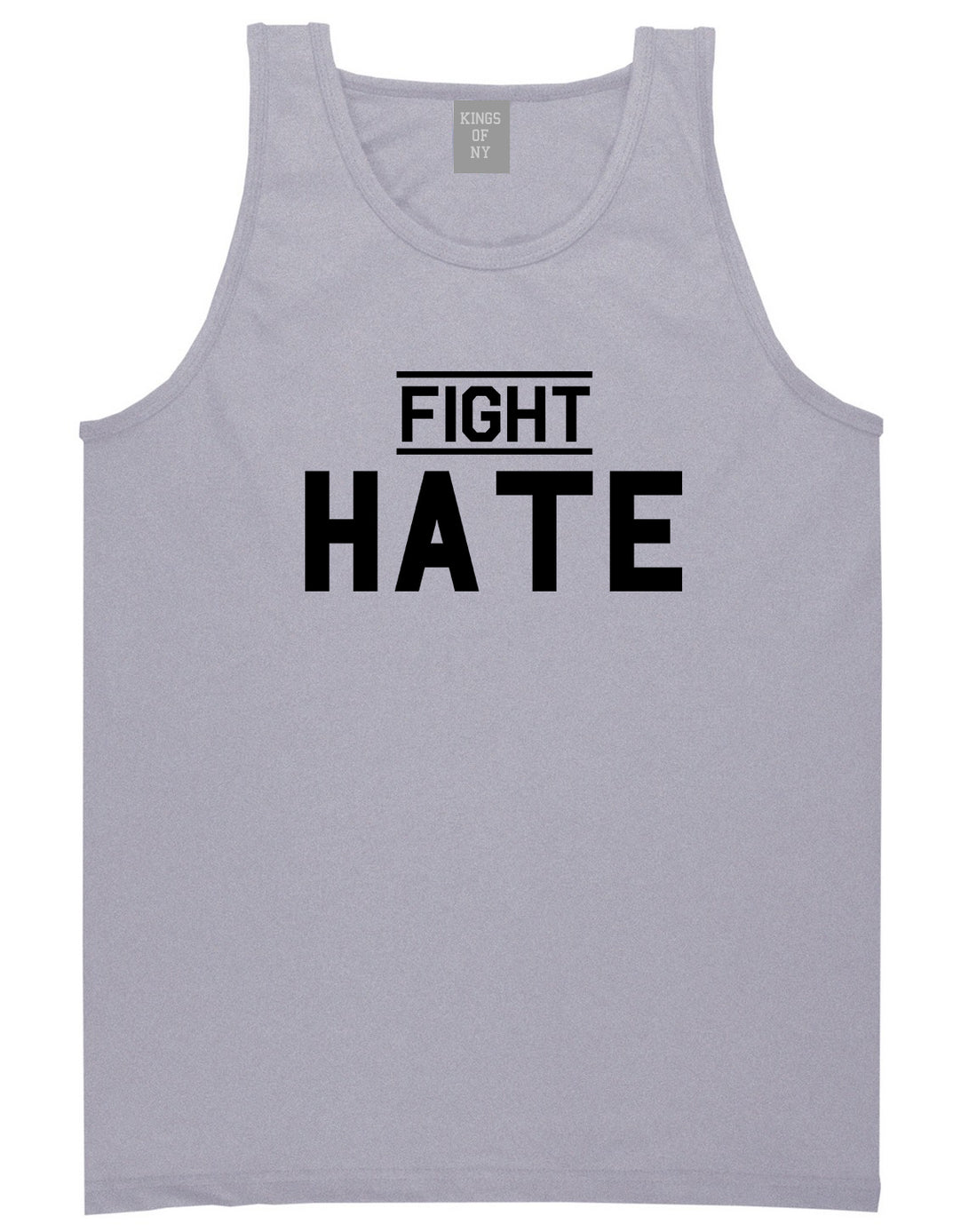 Fight Hate Mens Grey Tank Top Shirt by KINGS OF NY