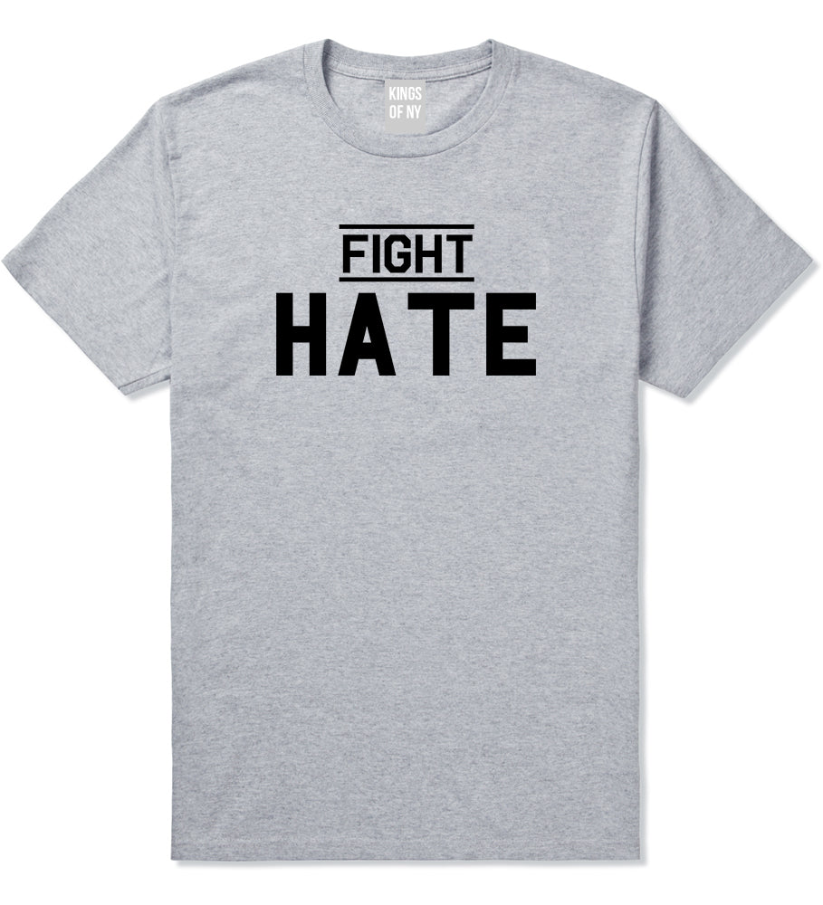 Fight Hate Mens Grey T-Shirt by KINGS OF NY