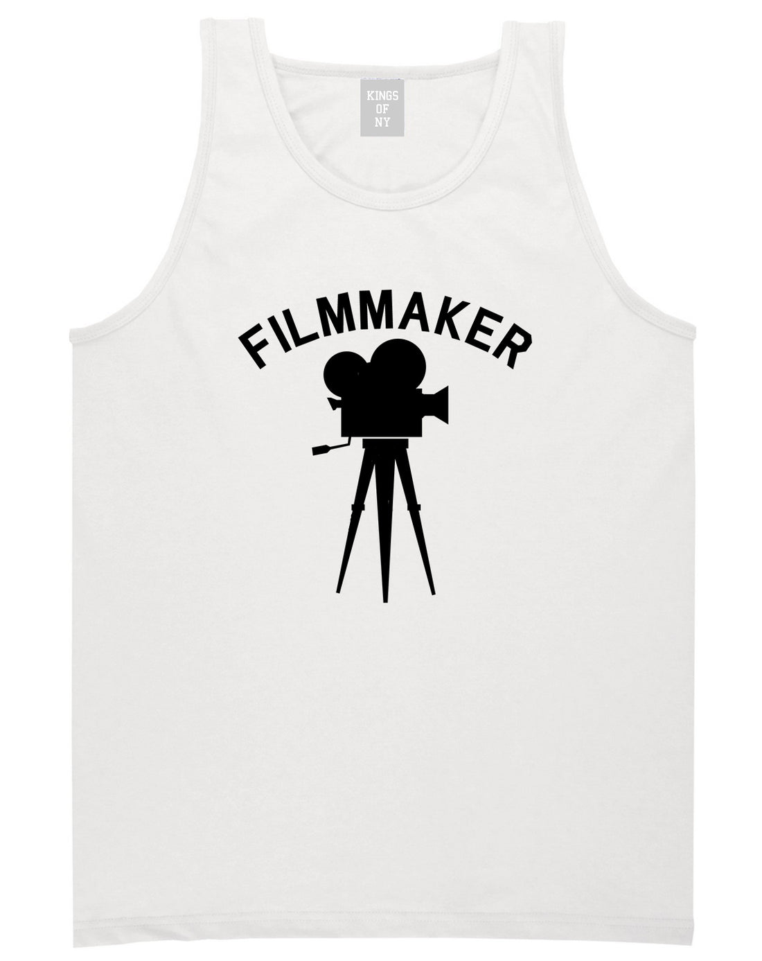 Filmmaker Camera Mens White Tank Top Shirt by KINGS OF NY