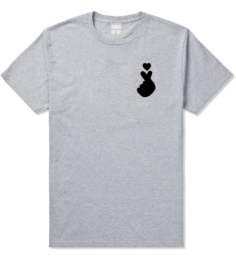 Finger Heart Emoji Chest Mens Grey T-Shirt by KINGS OF NY