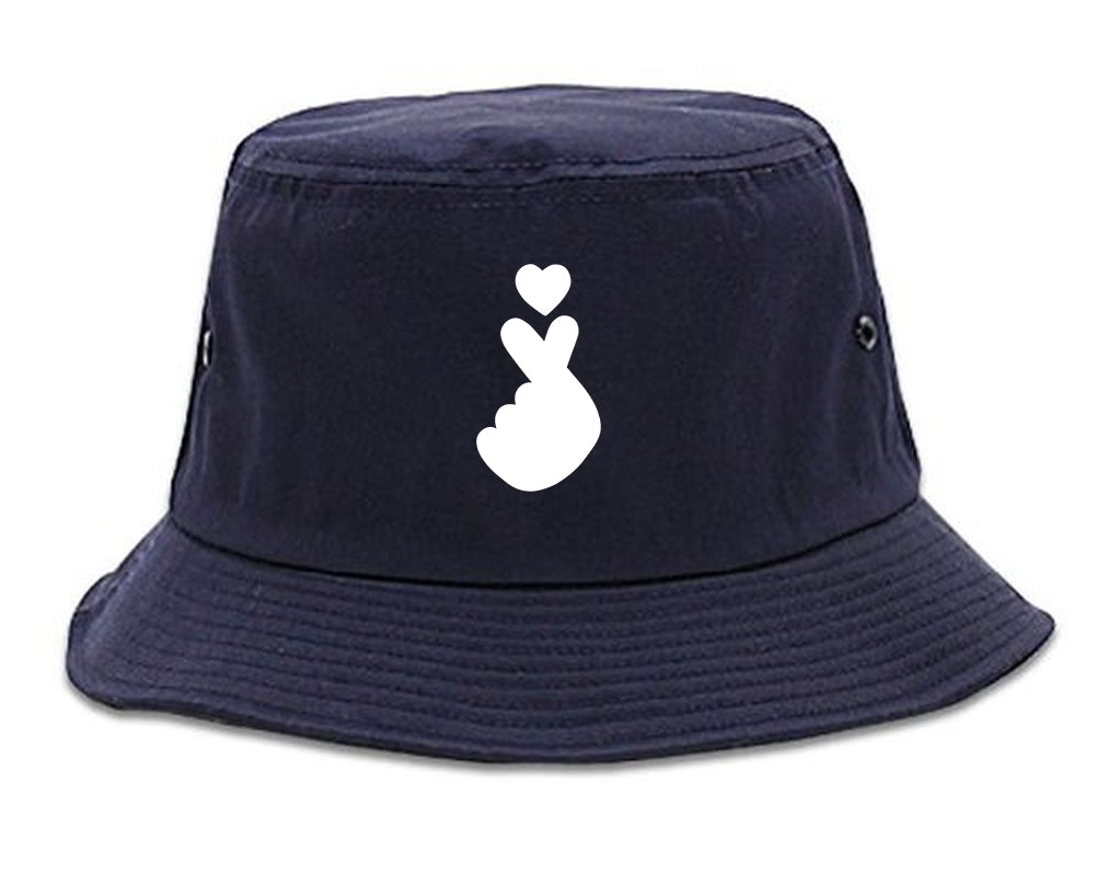 Finger_Heart_Emoji Navy Blue Bucket Hat