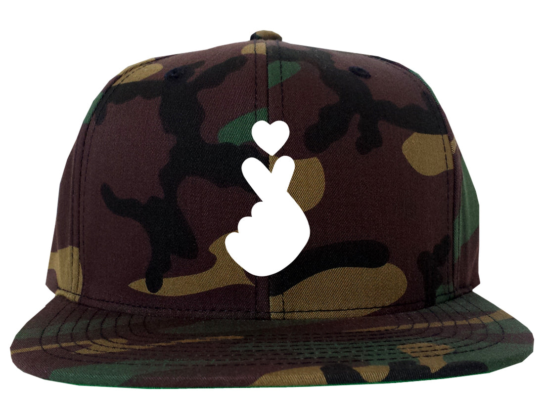 Finger_Heart_Emoji Camo Snapback Hat