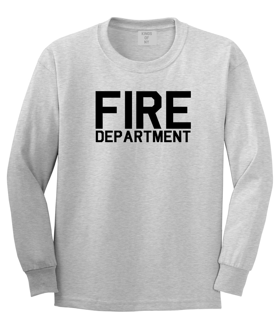 Fire Department Dept Mens Grey Long Sleeve T-Shirt by KINGS OF NY