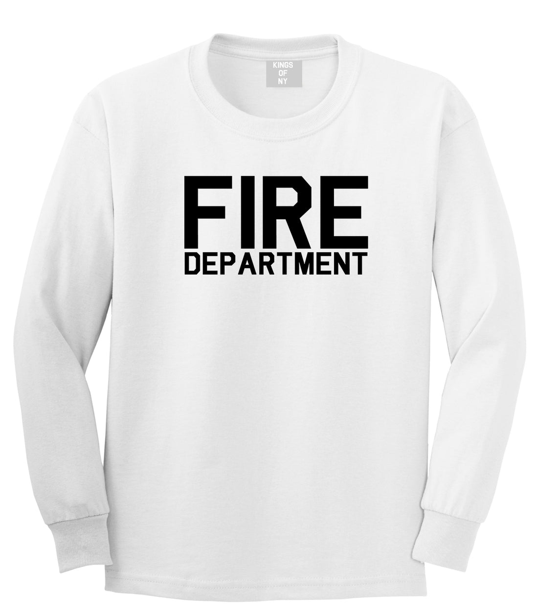 Fire Department Dept Mens White Long Sleeve T-Shirt by KINGS OF NY