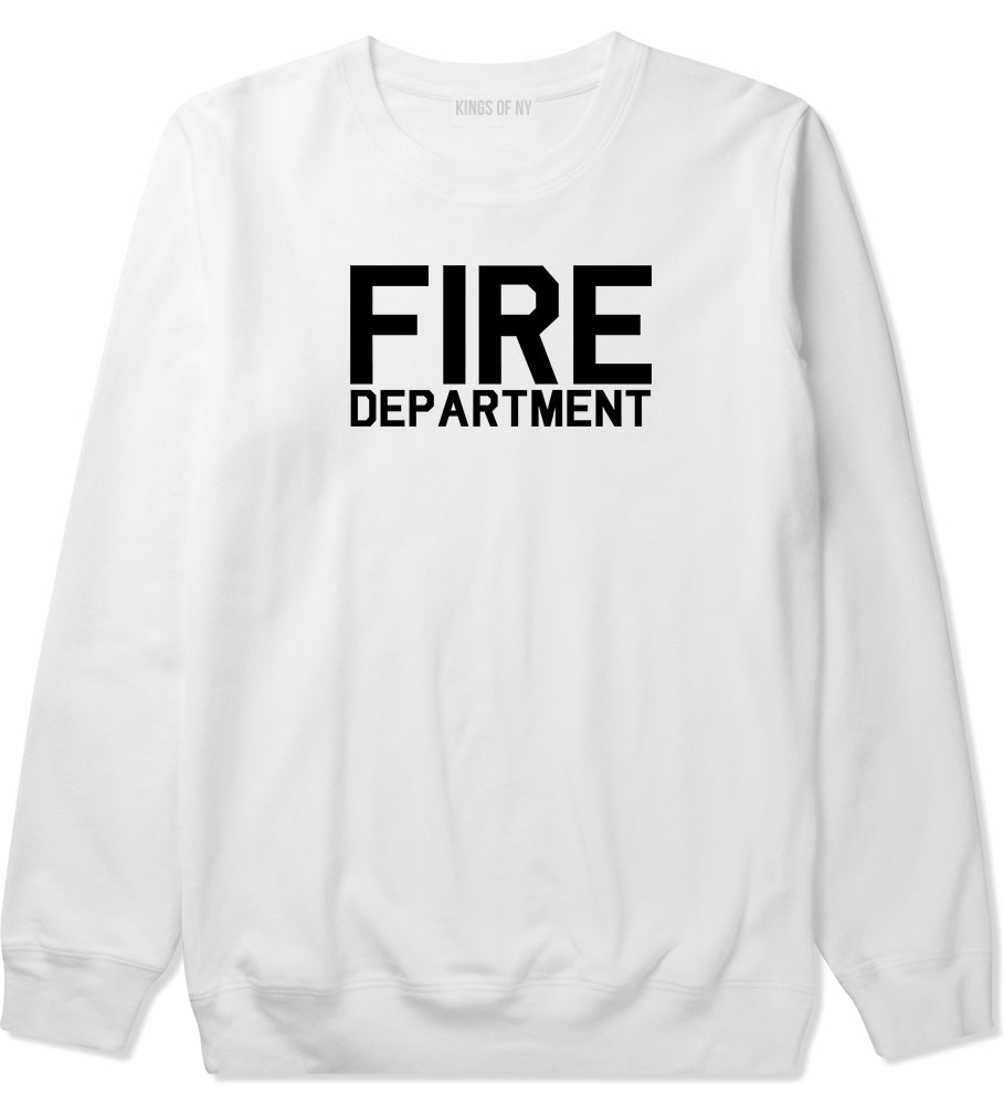 Fire Department Dept Mens White Crewneck Sweatshirt by KINGS OF NY