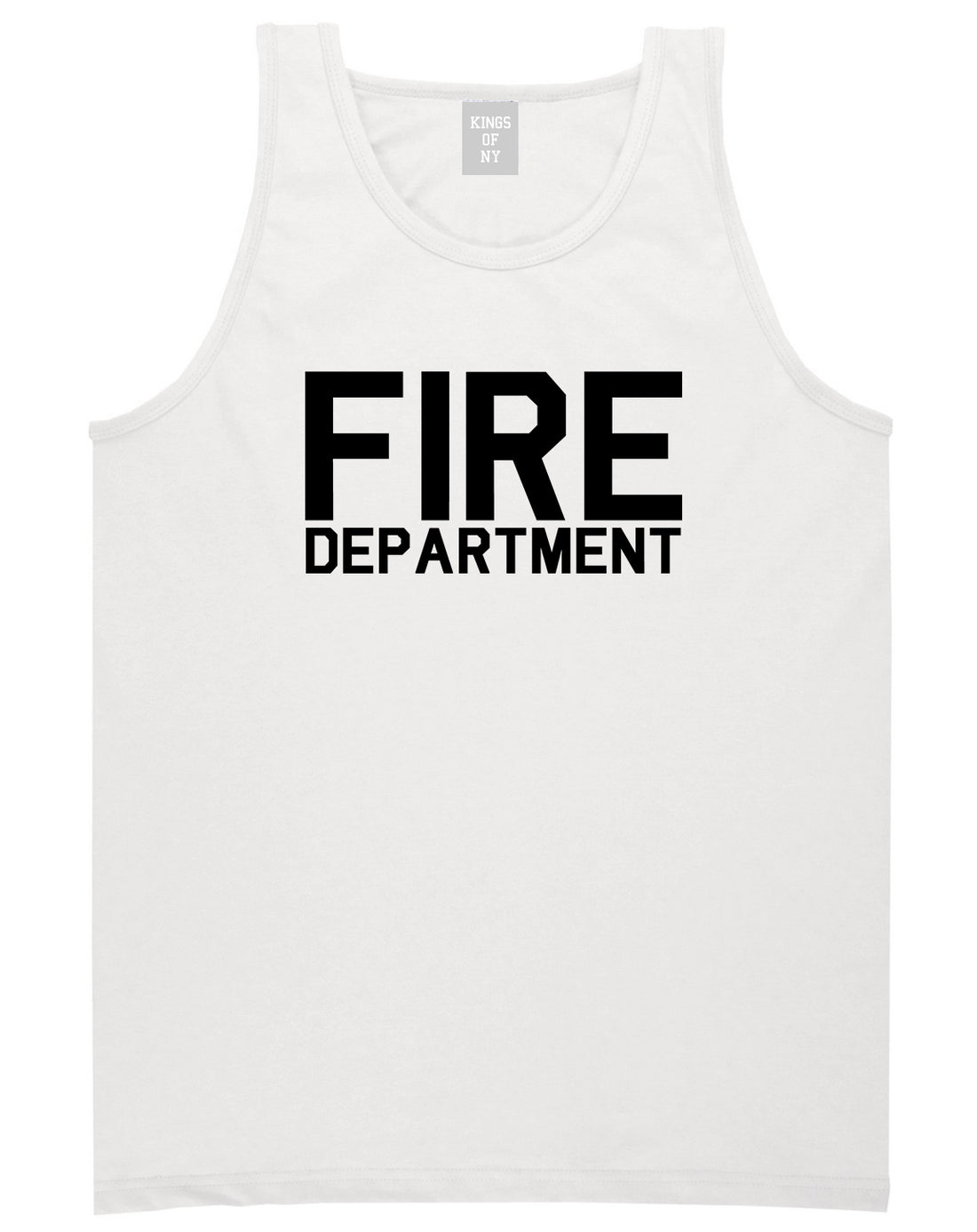 Fire Department Dept Mens White Tank Top Shirt by KINGS OF NY