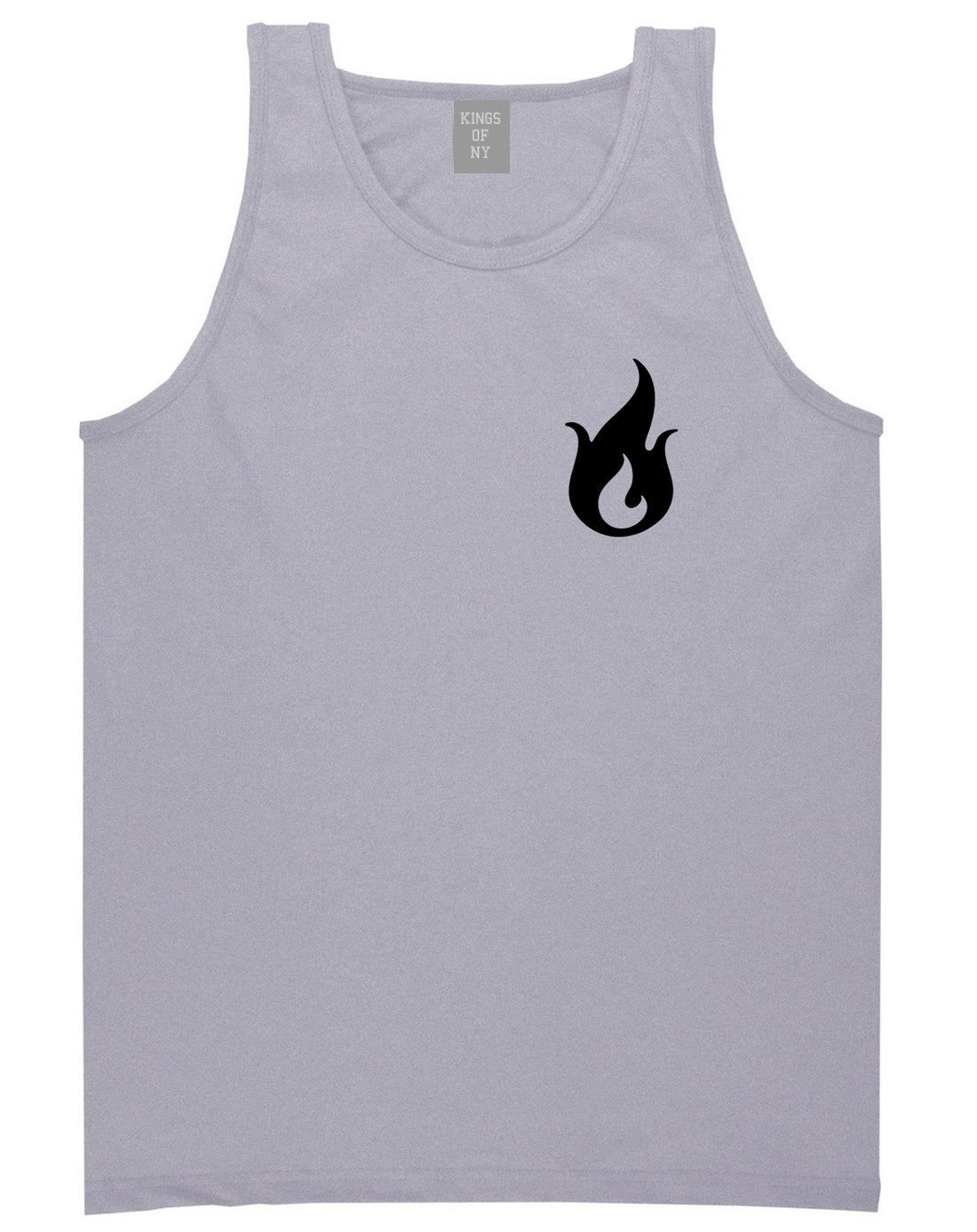 Fire Emoji Chest Mens Grey Tank Top Shirt by KINGS OF NY