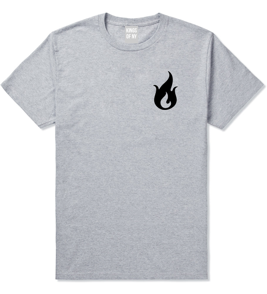 Fire Emoji Chest Mens Grey T-Shirt by KINGS OF NY