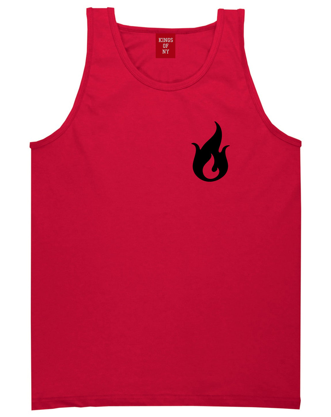 Fire Emoji Chest Mens Red Tank Top Shirt by KINGS OF NY