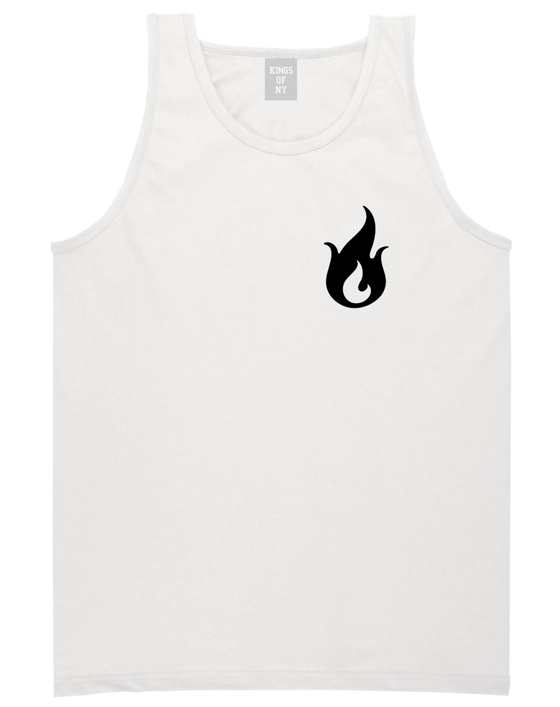 Fire Emoji Chest Mens White Tank Top Shirt by KINGS OF NY