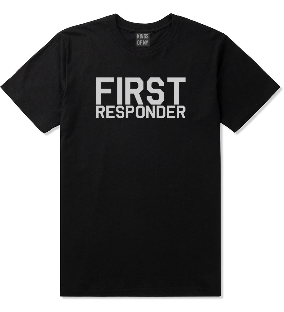 First Responder Firefighter Mens Black T-Shirt by KINGS OF NY