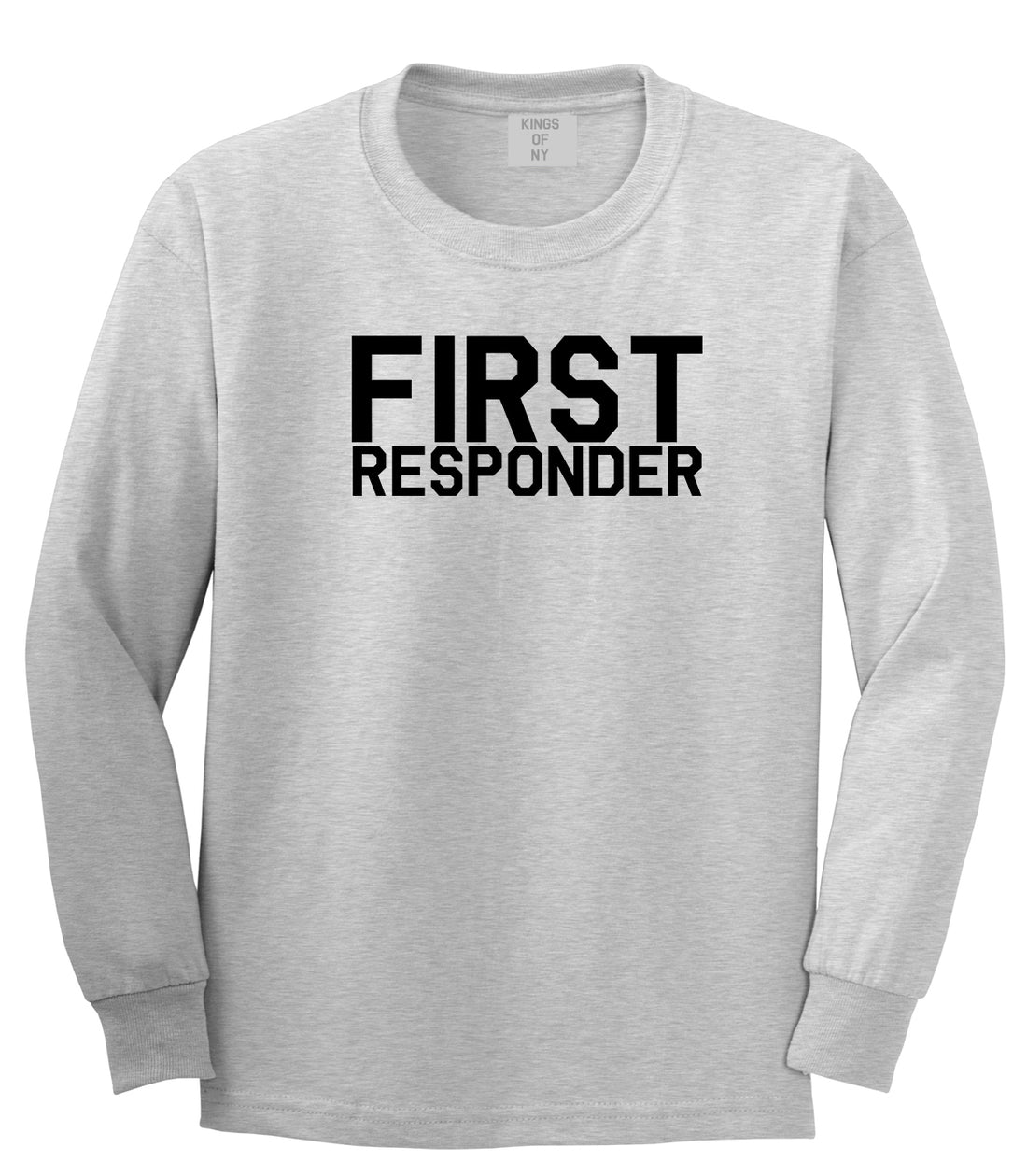 First Responder Firefighter Mens Grey Long Sleeve T-Shirt by KINGS OF NY