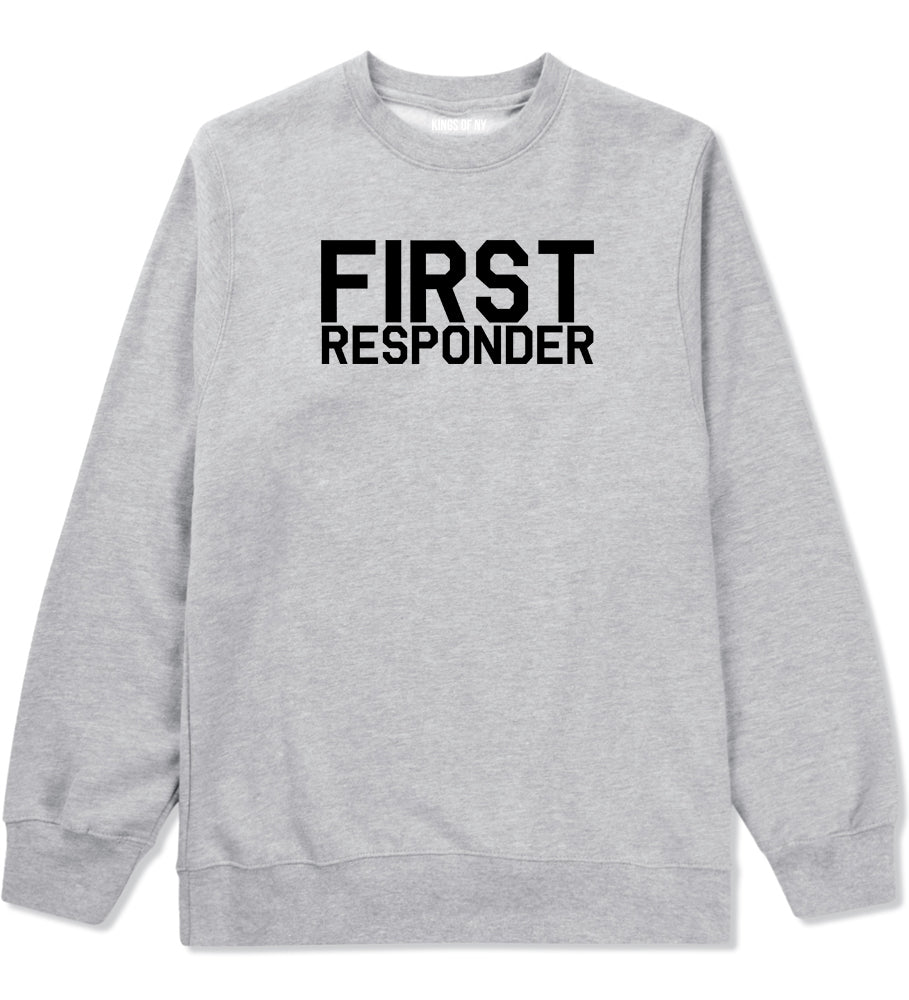 First Responder Firefighter Mens Grey Crewneck Sweatshirt by KINGS OF NY
