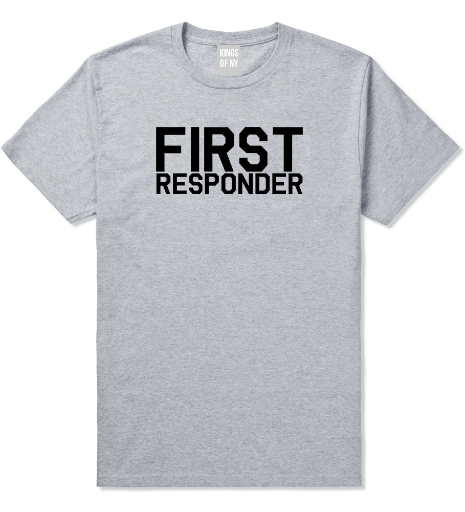 First Responder Firefighter Mens Grey T-Shirt by KINGS OF NY