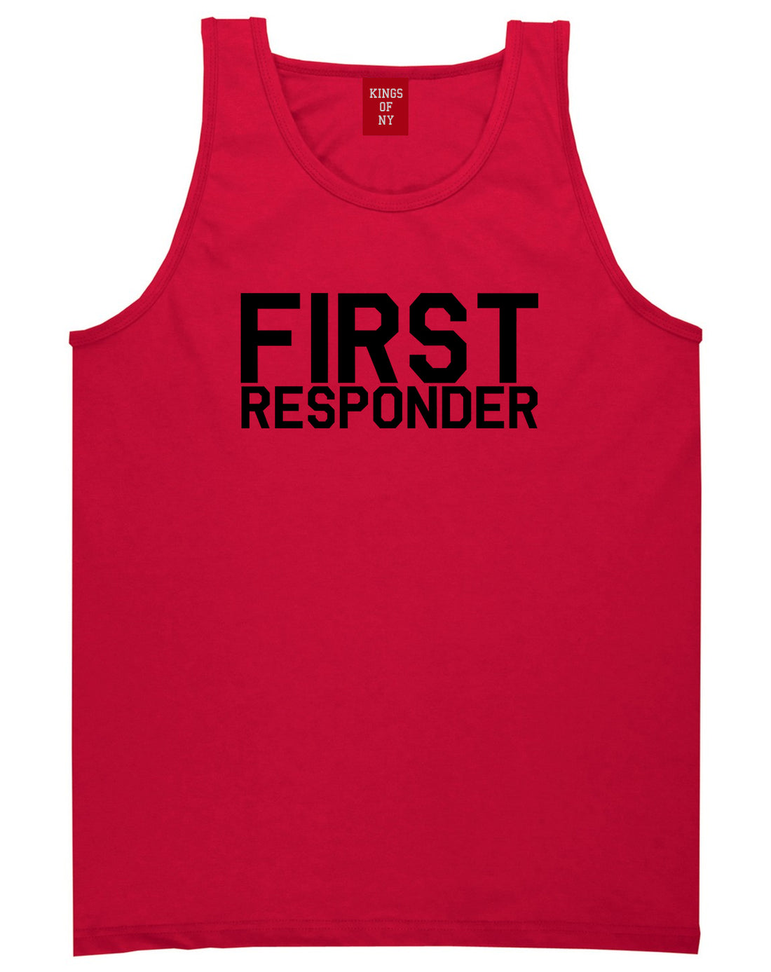 First Responder Firefighter Mens Red Tank Top Shirt by KINGS OF NY