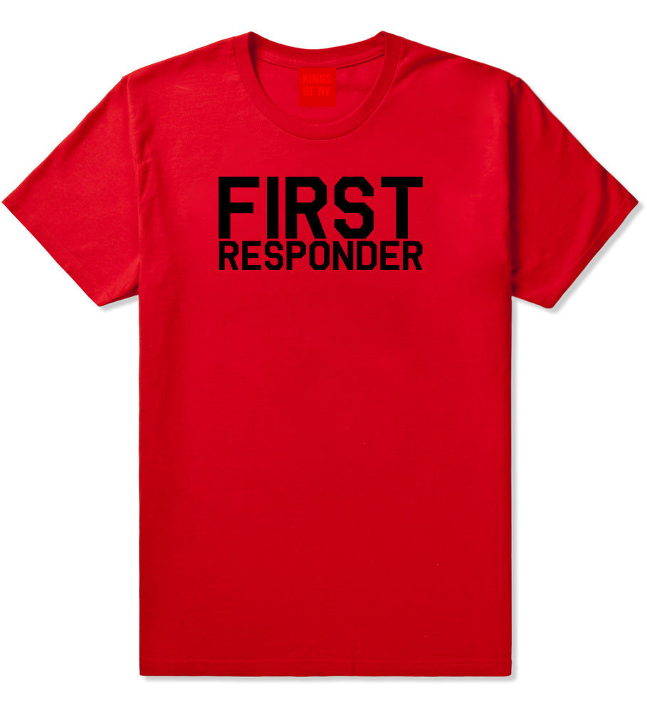 First Responder Firefighter Mens Red T-Shirt by KINGS OF NY