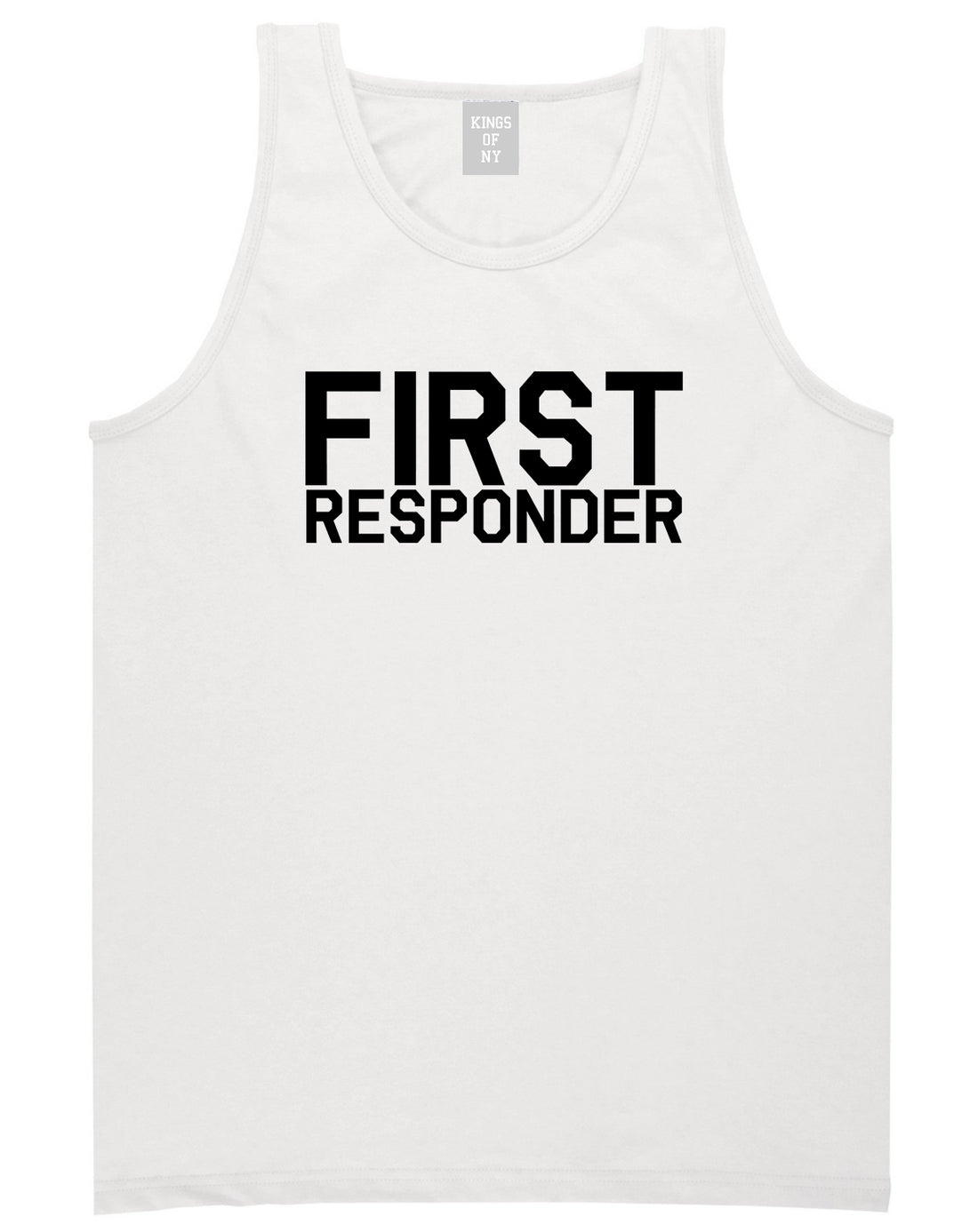 First Responder Firefighter Mens White Tank Top Shirt by KINGS OF NY