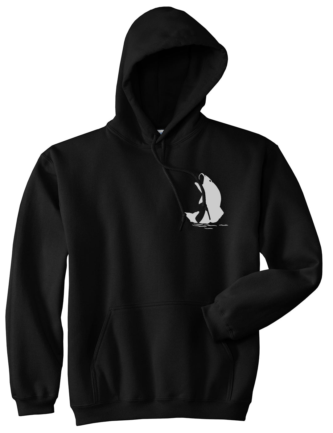 Fish Fisherman Chest Mens Black Pullover Hoodie by KINGS OF NY
