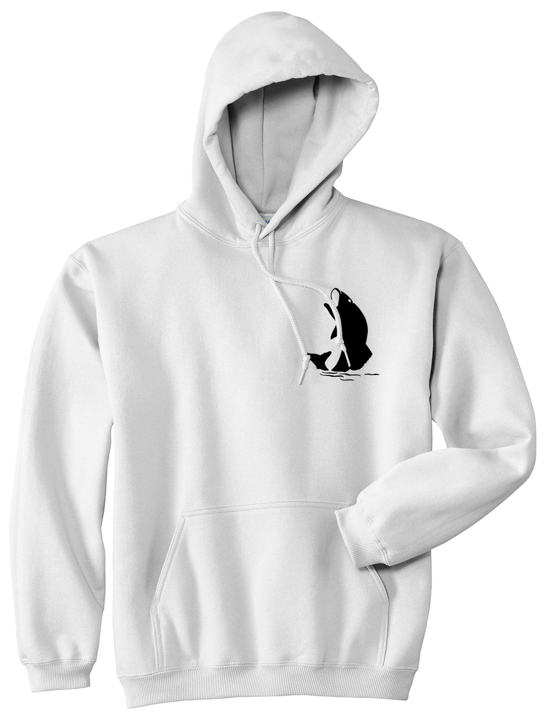 Fish Fisherman Chest Mens White Pullover Hoodie by KINGS OF NY