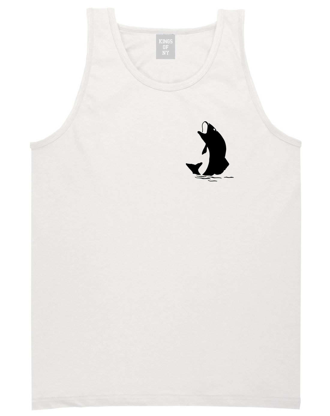 Fish Fisherman Chest Mens White Tank Top Shirt by KINGS OF NY